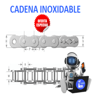 SSRC12B-1 CAJA DE CADENA INOXIDABLE ECONOMIC DE RODILLOS PASO 19.050mm ( 0.750” 3/4” ) LARGO 3.05MT. ( 10FT )