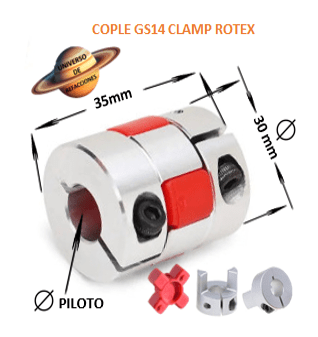 GS-14 COPLE ROTEX KTR DE ALUMINIO MAZAS ( 1A ) RECTAS CLAMP PILOTO EXTERIOR 30mm LARGO 35mm