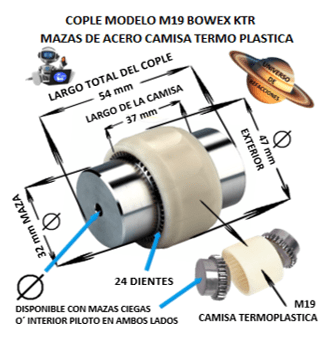 M-19 COPLE BOWEX KTR COMPLETO EXTERIOR 47mm LARGO 54mm