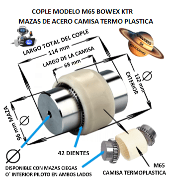 M-65 COPLE BOWEX KTR COMPLETO DIAMETRO 132mm LARGO 114mm