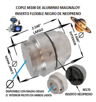 M100 COPLE MAGNALOY ALUMINIO INSERTO NEGRO EXTERIOR 2.600” LARGO 2.540”