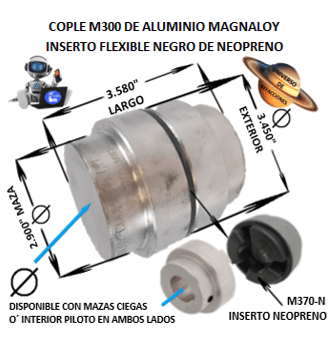 M300 COPLE MAGNALOY ALUMINIO INSERTO NEGRO EXTERIOR 3.450″ LARGO 3.580″