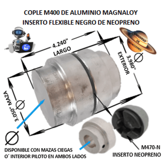 M400 COPLE MAGNALOY ALUMINIO INSERTO NEGRO EXTERIOR 3.980” LARGO 4.240”