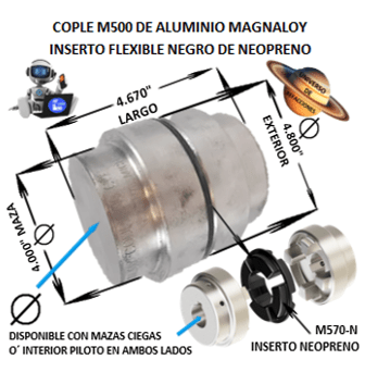 M500 MAGNALOY COPLE DE ALUMINIO INSERTO NEGRO EXTERIOR 4.800” LARGO 4.670″