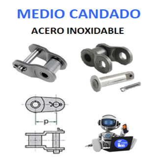 SS1/2CA80-1 MEDIO CANDADO ACERO INOXIDABLE ECONÓMICO PASO 1″ PARA CADENA PASO SS80-1 ( BOLSA 10 PIEZAS )