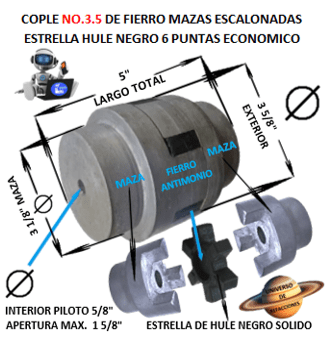 No.3.5 COPLE ESTRELLA DE FIERRO ANTIMONIO ECONOMICO EXTERIOR 3 5/8” LARGO 5”