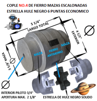 No.4 COPLE ESTRELLA DE FIERRO ANTIMONIO ECONOMICO EXTERIOR 4 1/2” LARGO 5 1/4”