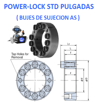PL1 AS POWER-LOCK TSUBAKI INTERIOR d: 1” EXTERIOR D: 1.969″ LARGO L: 0.787″ ANCHO Lt: 1.024″