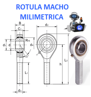 POS-8 R  8mm ROTULA MACHO ROSCA M8 X 1.25 DERECHA MARCA OBD