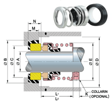 PT0137  2” SELLO MECANICO LARGO VAZEL A=2″ B=2 3/4” L2=2 1/8” N=1/2”
