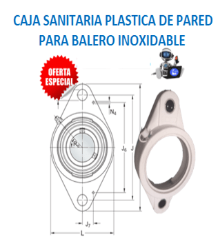 SPFL206 CAJA PARA CHUMACERA SANITARIA PLASTICA BLANCA PARED 2 TORNILLOS