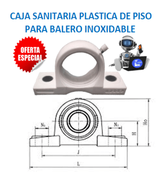 SPP206 CAJA PARA CHUMACERA SANITARIA PLASTICA BLANCA DE PISO