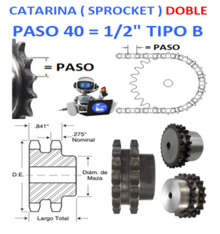 D40B24 CATARINA DOBLE PASO 40 DE 24 DIENTES EXTERIOR 4.100″