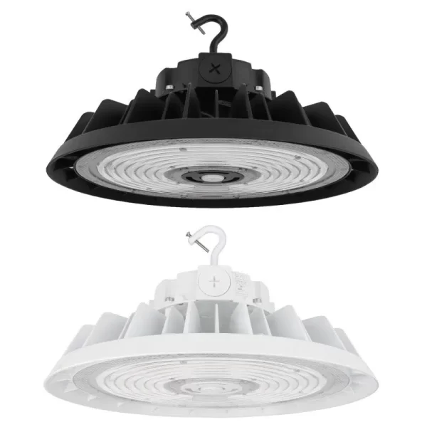 UFO LED de bahía alta ajustable de 200/240/320 vatios | 30 000 a 48 000 lúmenes | 4000 K/5000 K ajustable | 100-277 V | Carcasa negra o blanca