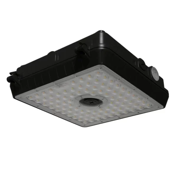 Luz LED cuadrada para marquesina de 70 vatios | 9330 lúmenes | 3000 K/4000 K/5000 K ajustable | 100-277 V | Carcasa negra