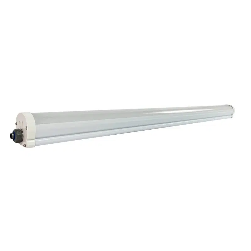 Luz LED hermética ajustable de 32/48/56 vatios | 4471 a 7253 lúmenes | 3500 K/4000 K/5000 K ajustable | 100-277 V | 1,2 m | Batería de respaldo de emergencia opcional
