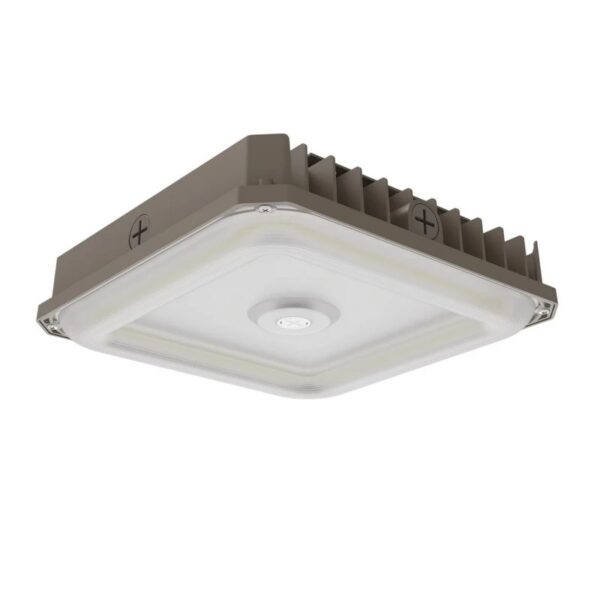 Luz LED ajustable para marquesina de 40/60/80 vatios | 5200 a 10400 lúmenes | 3500 K/4000 K/5000 K ajustable | 100-277 V | Bronce