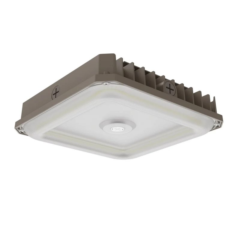 Luz LED ajustable para marquesina de 40/60/80 vatios | 5200 a 10400 lúmenes | 3500 K/4000 K/5000 K ajustable | 100-277 V | Bronce